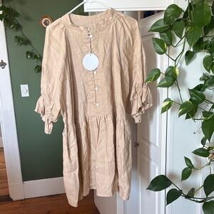 Chic Beige Long Sleeve Dress